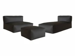 Online Salón de jardín de tela 4 plazas: 1 sofá, 1 Chaise longue y un puf - Terracotta - NOUMARA de Conjunto Sofá Y Sillón