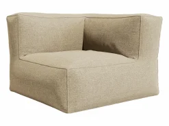 Best MYLIA Salón de jardín de tela - 1 sillón 1 esquinero 1 Chaise longue 1 puf - NOUMARA de Beige