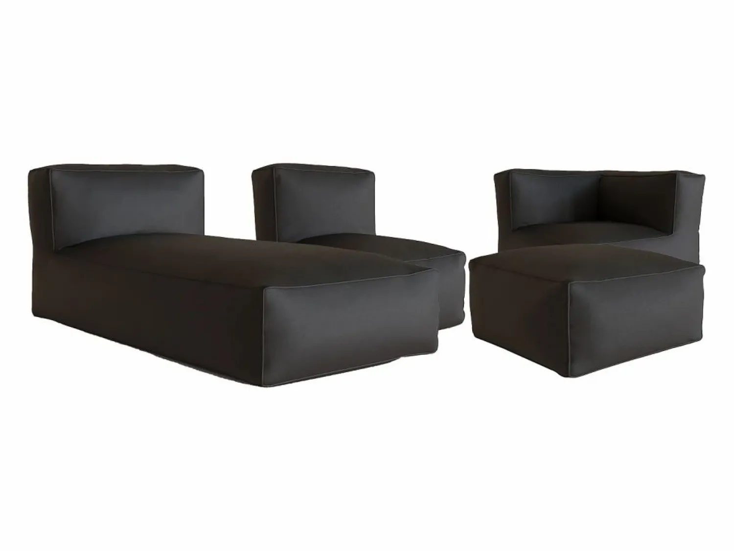 Best MYLIA Salón de jardín de tela - 1 sillón 1 esquinero 1 Chaise longue 1 puf - NOUMARA de Beige