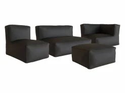 Sale Salón de jardín de tela : 1 sofá 1 sillón 1 esquinero 1 puff NOUMARA de Salones De Jardín|Conjunto Sofá Y Sillón