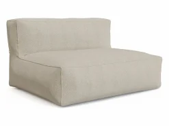 Best MYLIA Salón de jardín en tela bouclé 4 plazas: 1 sofá, 1 Chaise longue y un puf - - NOUMARA de Beige