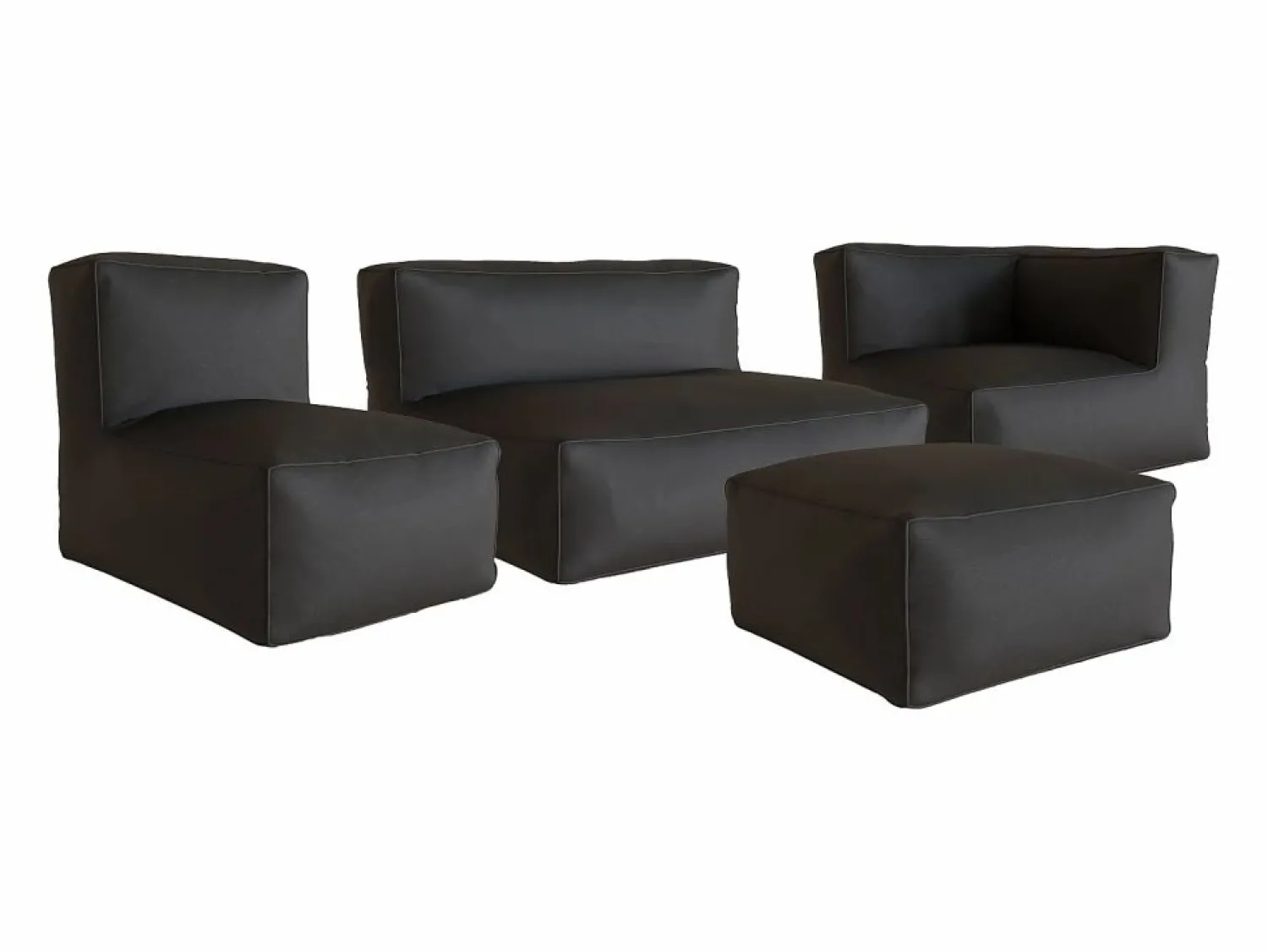 Online Salón de jardín en tela bouclé 5 plazas: 1 sofá, 1 sillón, 1 rinconera y 1 puf - - NOUMARA de Salones De Jardín|Conjunto Sofá Y Sillón