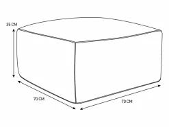 MYLIA Salón de jardín en tela bouclé 4 plazas: 1 Chaise longue, 2 sillones y un puf - Rayas blancas y beige - NOUMARA de