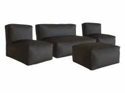 MYLIA Salón de jardín en tela bouclé 5 plazas: 1 sofá, 2 sillones y un puf - - NOUMARA de