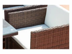 Clearance Concept-Usine Salón de jardín encastrable 10 plazas de resina trenzada marrón/ blanco MIAMI Marru00f3n