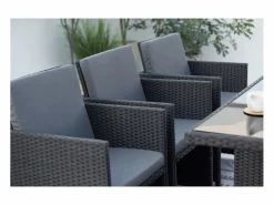 Concept-Usine Salón de jardín encastrable 10 plazas de resina trenzada negro/gris MONACO