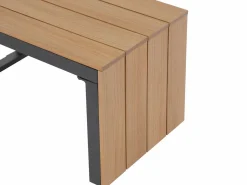 Discount MYLIA Salón de jardín modular de aluminio: 2 sofás y una mesa de centro - Antracita con cojines beige - BAMBAÏA de Gris antracita