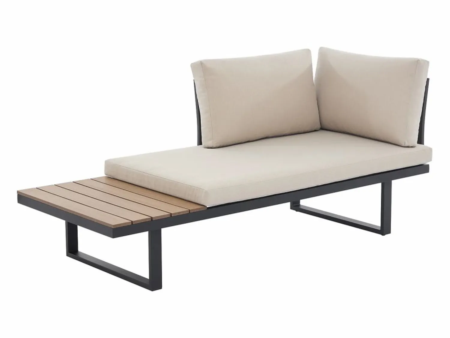 Discount MYLIA Salón de jardín modular de aluminio: 2 sofás y una mesa de centro - Antracita con cojines beige - BAMBAÏA de Gris antracita