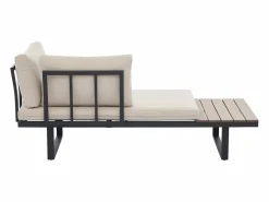 Discount MYLIA Salón de jardín modular de aluminio: 2 sofás y una mesa de centro - Antracita con cojines beige - BAMBAÏA de Gris antracita