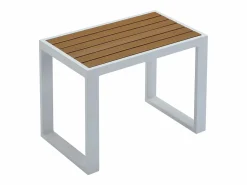MYLIA Salón de jardín modular de aluminio - Blanco con cojines beige - NOLLAY de