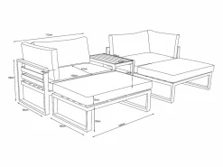 Hot MYLIA Salón de jardín modular de aluminio - Gris antracita con cojines beige - NOLLAY de Negro / Beige