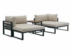 Hot MYLIA Salón de jardín modular de aluminio - Gris antracita con cojines beige - NOLLAY de Negro / Beige