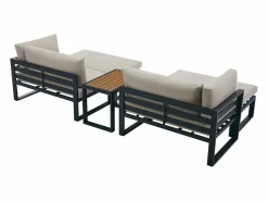 Hot MYLIA Salón de jardín modular de aluminio - Gris antracita con cojines beige - NOLLAY de Negro / Beige
