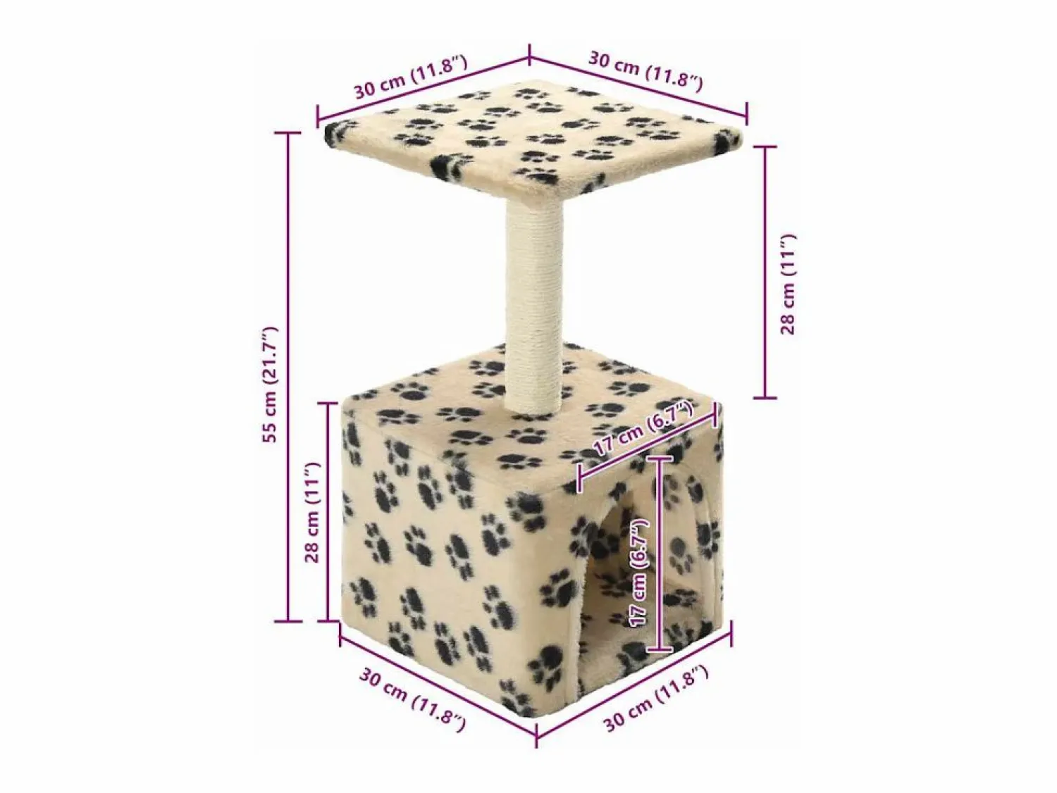 Outlet Sara Teresa Rascador para gatos con poste de sisal 55 cm huellas Juego De Animales