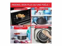 Tefal Sartenes Ingenio Easy Plus 24/28 cm antiadherentes, mango desmontable, no inducción, fabricadas en Francia