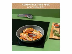 Tefal Sartén Ingenio Renew 28 cm, cerámica antiadherente, inducción, mango desmontable, fabricada en Francia