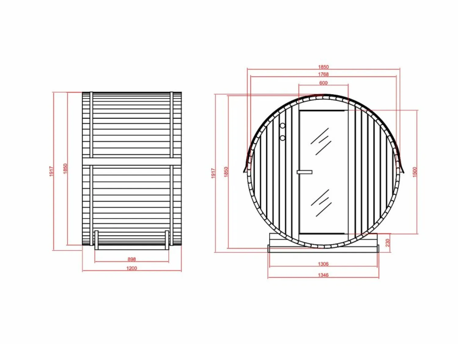 Sale Sauna de exterior 2 plazas, Ancho 185 x Prof. 120 x Alt. 190 cm, ISOKYRO Sauna De Exterior