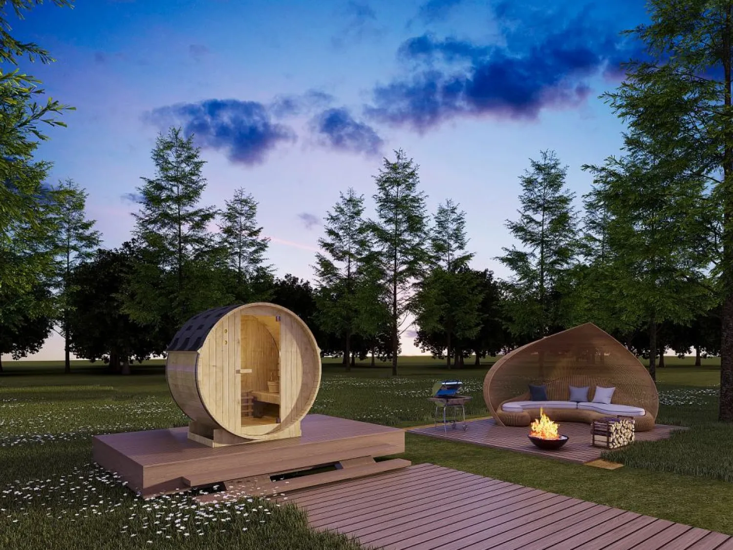 Sale Sauna de exterior 2 plazas, Ancho 185 x Prof. 120 x Alt. 190 cm, ISOKYRO Sauna De Exterior