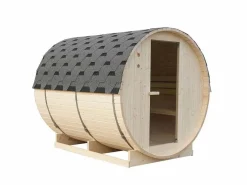 Discount VOGUE SAUNA Sauna de exterior de 6 plazas, Ancho 185 x Prof. 220 x Alt. 190 cm, ISOKYRO Color natural claro