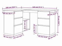 Garden Furniture Savukoski Escritorio de esquina contrachapada color roble 145x100x76cm
