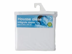 Discount Sábana bajera para bebé 60 x 120 cm con cremallera - 100% poliéster impermeable - Blanco Protector De Colchón