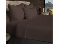 Sale Sábana de algodón 57 hilos 180x290 cm LISO castaño Sábana Encimera