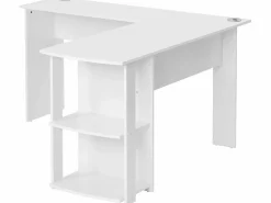 ModernLuxe Scrivania angolare a L da 140 cm con 2 ripiani - Bianca