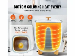 New Secador de Toallas SucceBuy, Balde Calentador de Toallas 25L, Pantalla LED, Calentamiento por el Fondo, Minutería, Blanco
