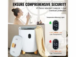 New Secador de Toallas SucceBuy, Balde Calentador de Toallas 25L, Pantalla LED, Calentamiento por el Fondo, Minutería, Blanco