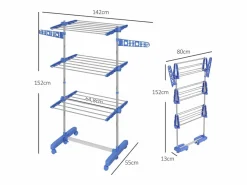 Online Secadora de ropa con ruedas, 3 niveles con alas laterales, acero, (142x55x152 cm) Perchero