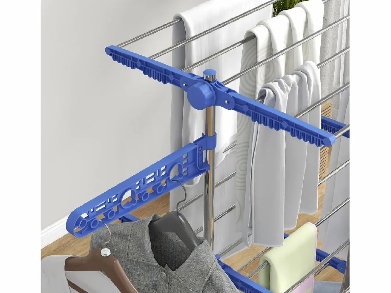 Online Secadora de ropa con ruedas, 3 niveles con alas laterales, acero, (142x55x152 cm) Perchero