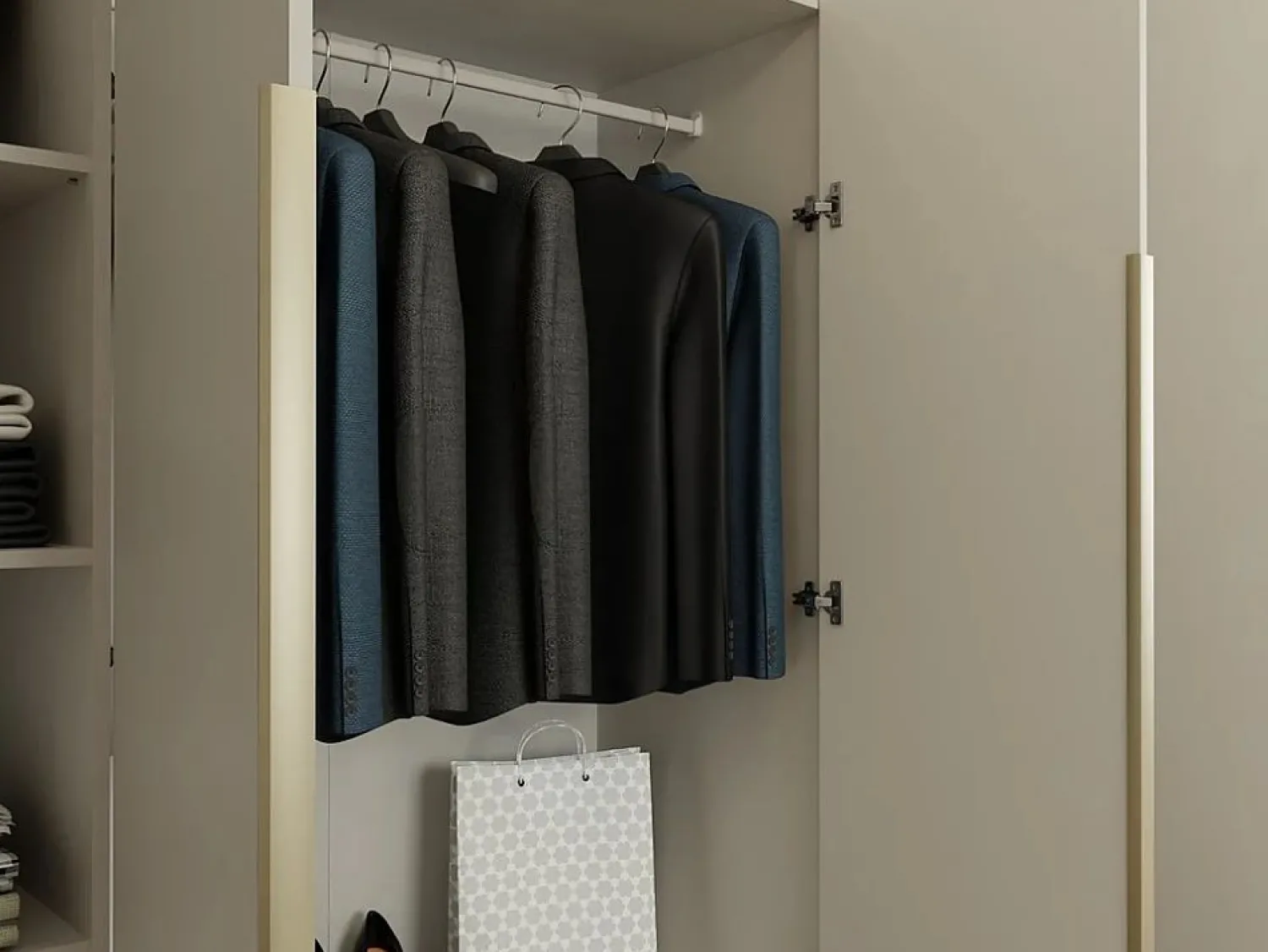 TOPESHOP SENSO - Armario cachemire – 4 puertas – 200×200 cm – Tiradores dorados – Dormitorio