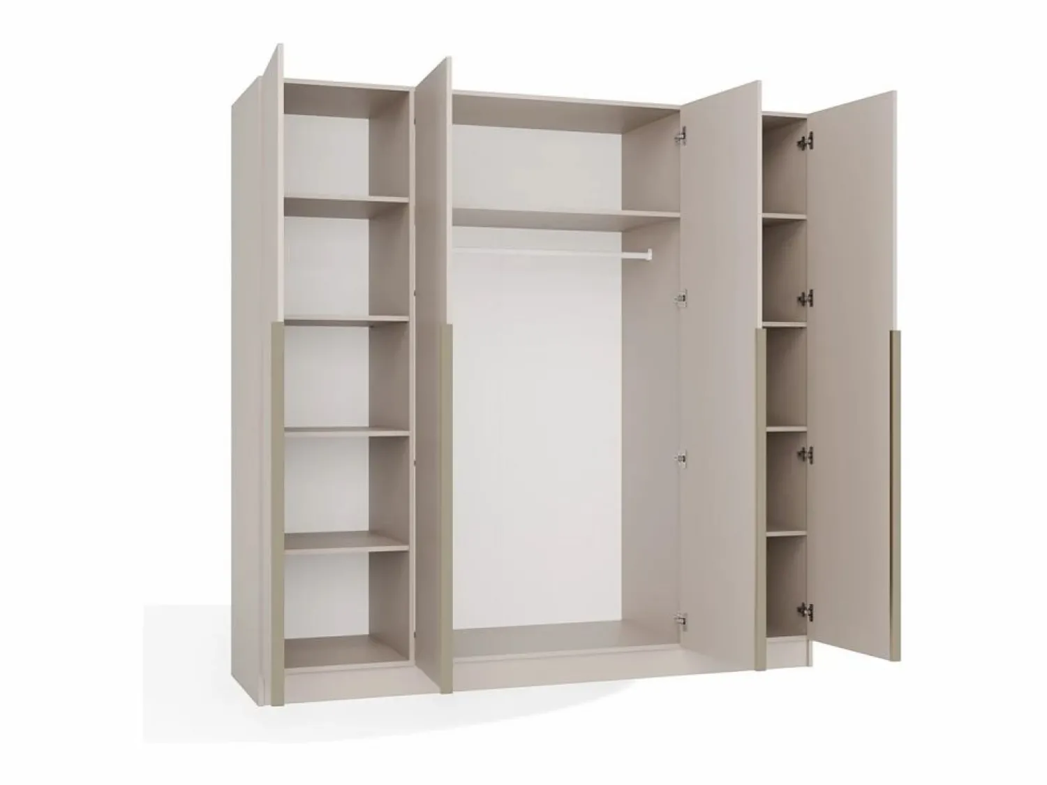 TOPESHOP SENSO - Armario cachemire – 4 puertas – 200×200 cm – Tiradores dorados – Dormitorio