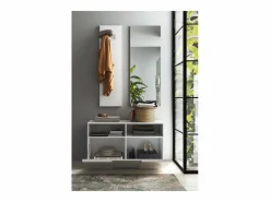 Calicosy SET 3 piezas con pequeño mueble, perchero de pared y espejo Dama - H165 cm
