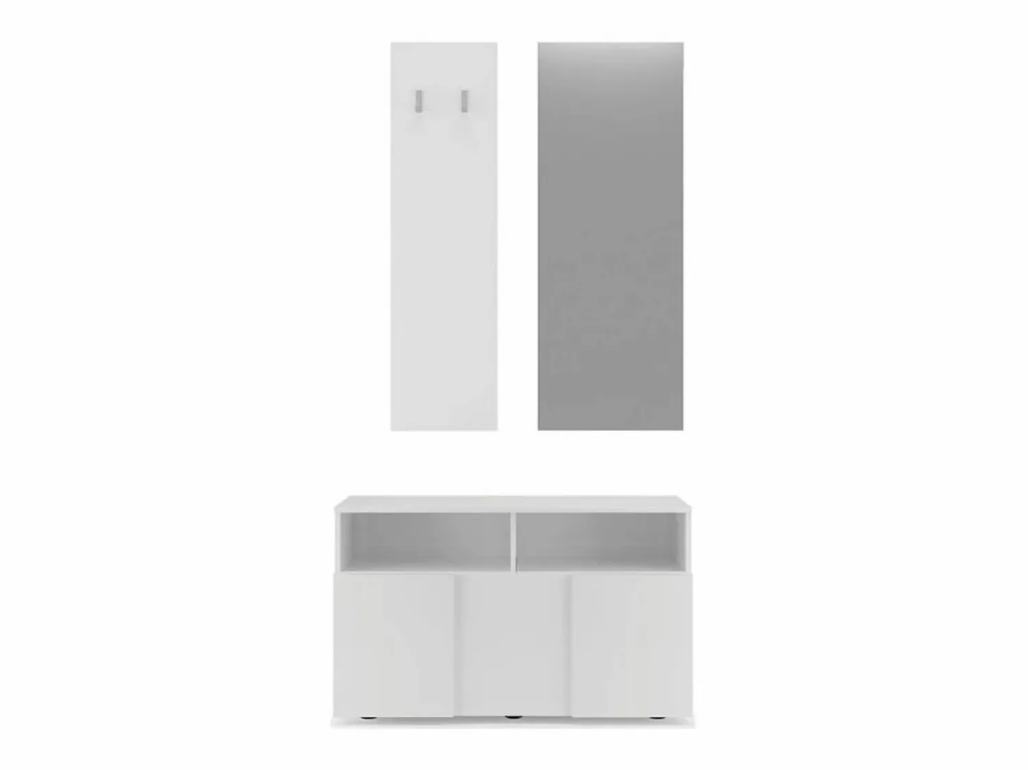 Calicosy SET 3 piezas con pequeño mueble, perchero de pared y espejo Dama - H165 cm