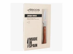 ARCOS Set 6 Pzas. Cuchillo chuletero madera de haya comprimida filo perlado 110 mm