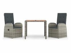 Clearance Set comedor de jardín 3 piezas con cojines ratán sintético Comedores De Jardín