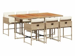 Hot Set comedor de jardín 7 piezas con cojines ratán sintético Comedores De Jardín