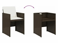 Sale Set comedor de jardín 5 piezas y cojines ratán sintético marrón Salones De Jardín