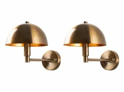 Outlet Set de 2 apliques de pared con forma de champiñón de metal con efecto latón - H. 29 x D. 20 cm - ELDO Aplique Para Pared