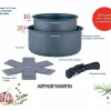 Arthur Martin Set de 2 cacerolas antiadherentes AM2984 Ø16-20 cm, mango desmontable, para todo tipo de fuegos incluyendo inducción, gris mate