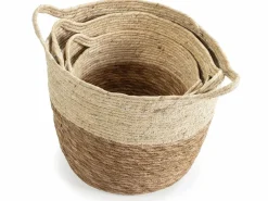 VS Venta-stock Set de 3 cestas Brais de fibra natural con asas, /natural