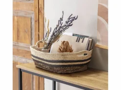 Online Set de 3 cestas Luar de fibra natural y papel, marrón/beige con asas Accesorios De Almacenaje|Cesta