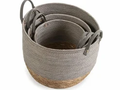 VS Venta-stock Set de 3 cestas Neves de fibra natural y papel, /natural