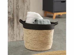 VS Venta-stock Set de 3 cestas Otilia de fibra natural y papel, /beige con asas Negro