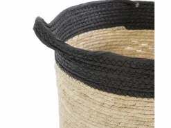 VS Venta-stock Set de 3 cestas Otilia de fibra natural y papel, /beige con asas Negro
