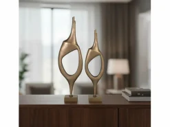 Clearance Set de 2 figuras decorativas en aluminio con acabado en bronce Estatua
