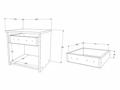 Best Set de 2 mesitas de noche haaus Leco, 1 cajón, Blanco/, 40 x 35 x 40 cm Muebles Niño