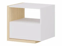 Vente-unique Set de 2 mesitas de noche con 1 cajón y 1 estante en blanco y natural - NAPOLI II