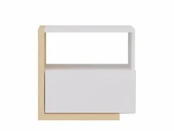Vente-unique Set de 2 mesitas de noche con 1 cajón y 1 estante en blanco y natural - NAPOLI II